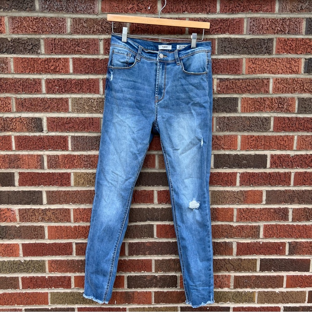 Kensie Medium Blue Distressed High Rise Skinny Jeans